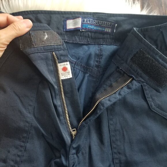 Flosport Navy Blue Work Pants Flap Zipper Front Deep Pockets Belt Loop - Picture 5 of 14